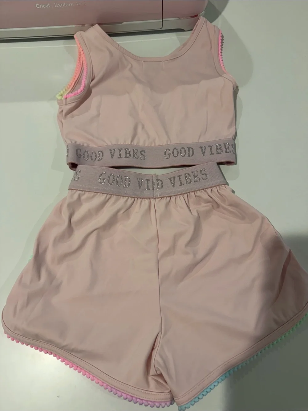 Lola + The Boys Good Vibes Pom-Trim Athletic Set with Shorts Size 10 EUC
